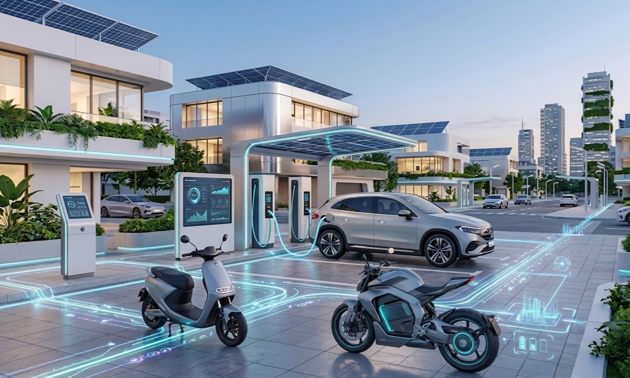 Electric vehicles charging at a modern EV station in Pakistan